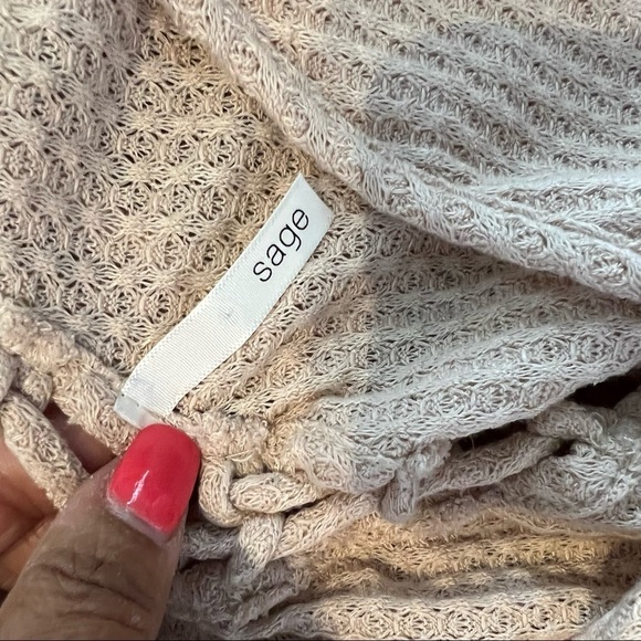 Sage Ava Waffle Textured Double V-Neck Babydoll Top - Picture 7 of 8